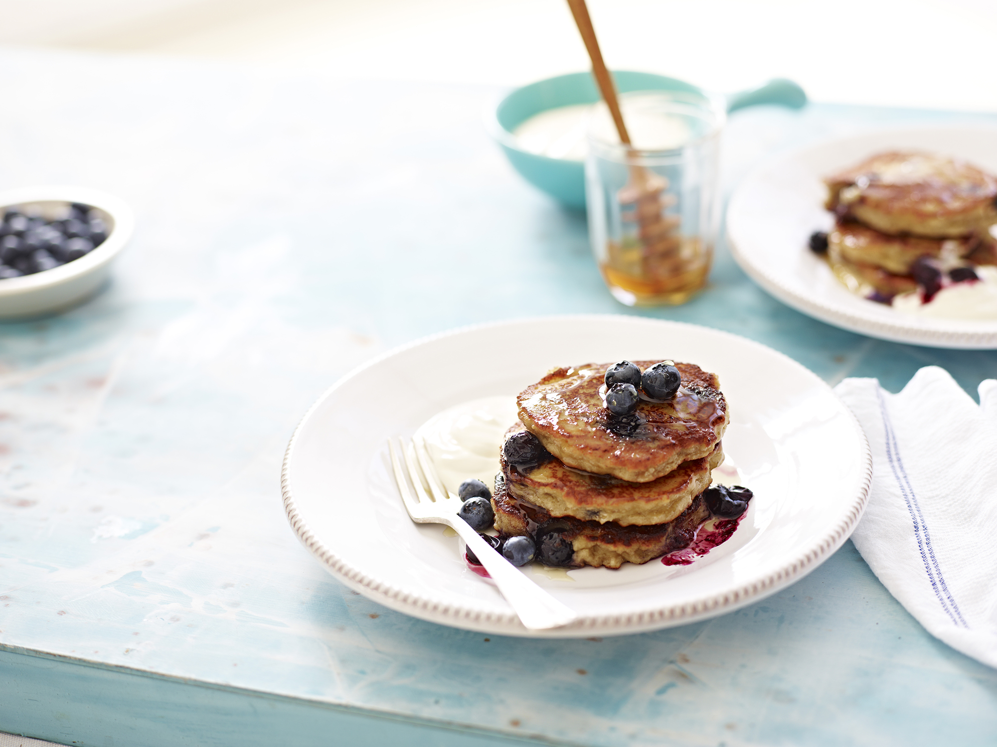 Banana Blueberry Almond Pancakes